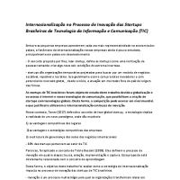 RESUMO ARTIGO- Internacionalização no Processo de Inovação das Startups Brasileiras de Tecnologia da Informação e Comunicação (TIC)